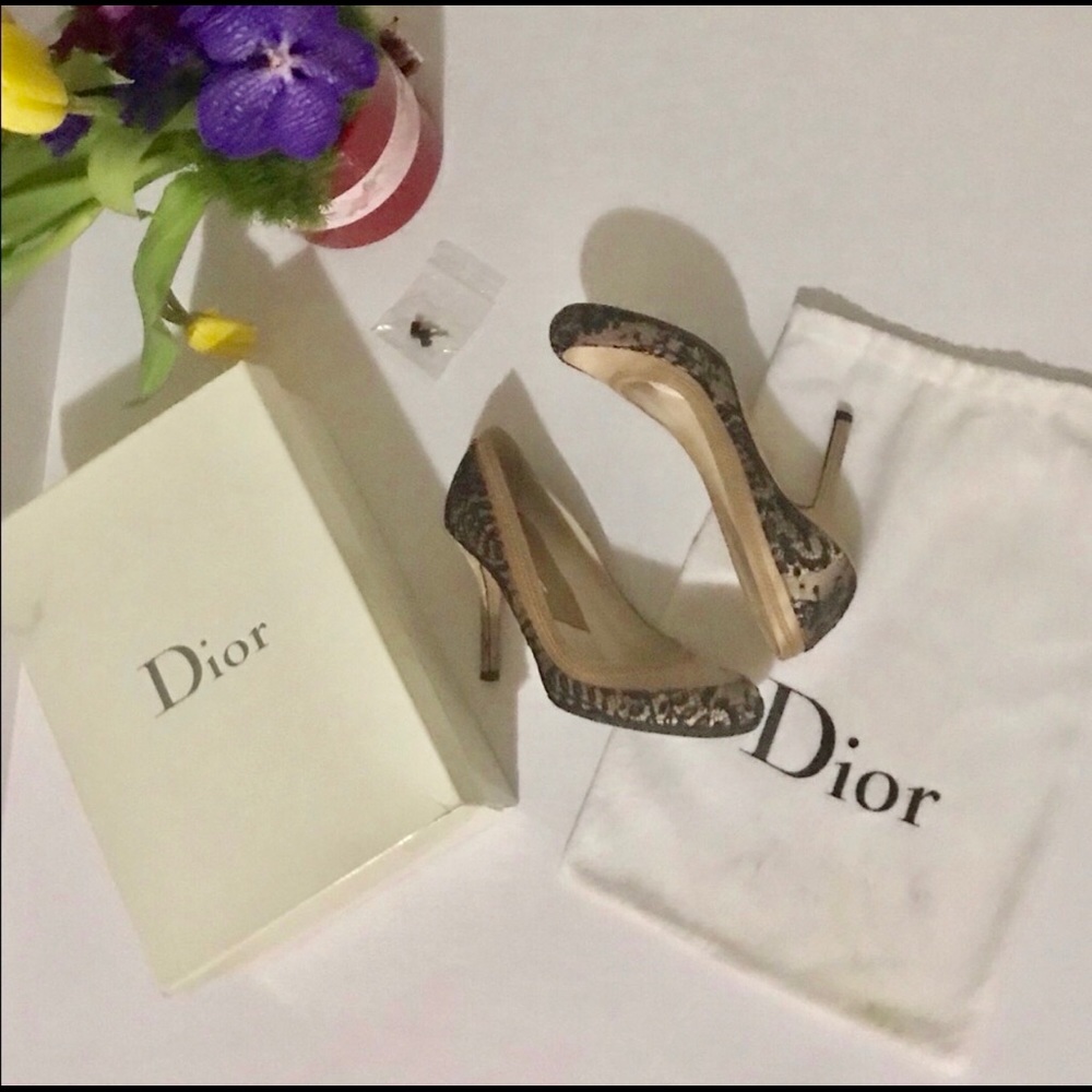 DIOR Authentic satin floral & lace pumps/high heals size 6